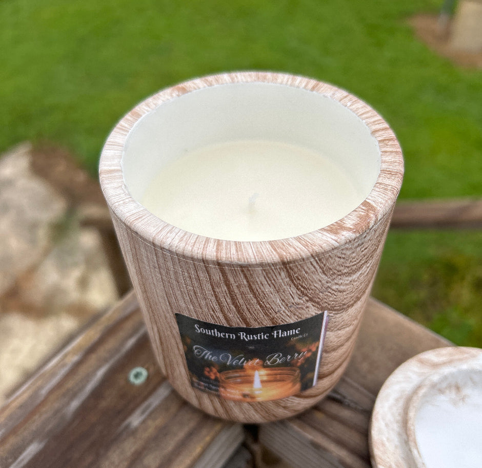 The Velvet Berry-11oz-Wood Grain Ceramic Candle