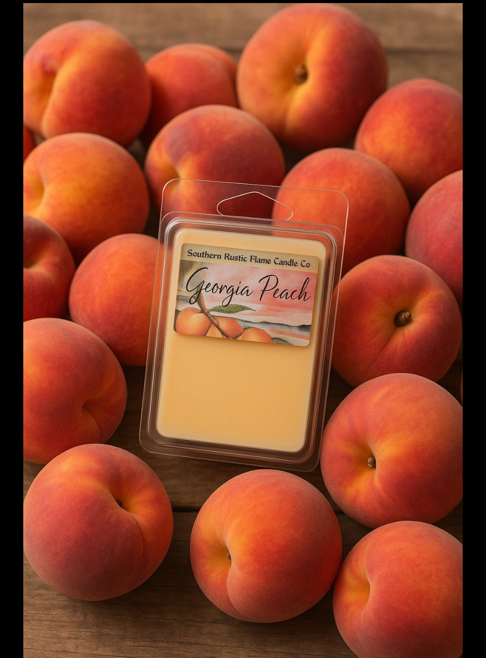 Georgia Peach-Hand-Poured-Wax Melt-Southern Rustic Flame Candle