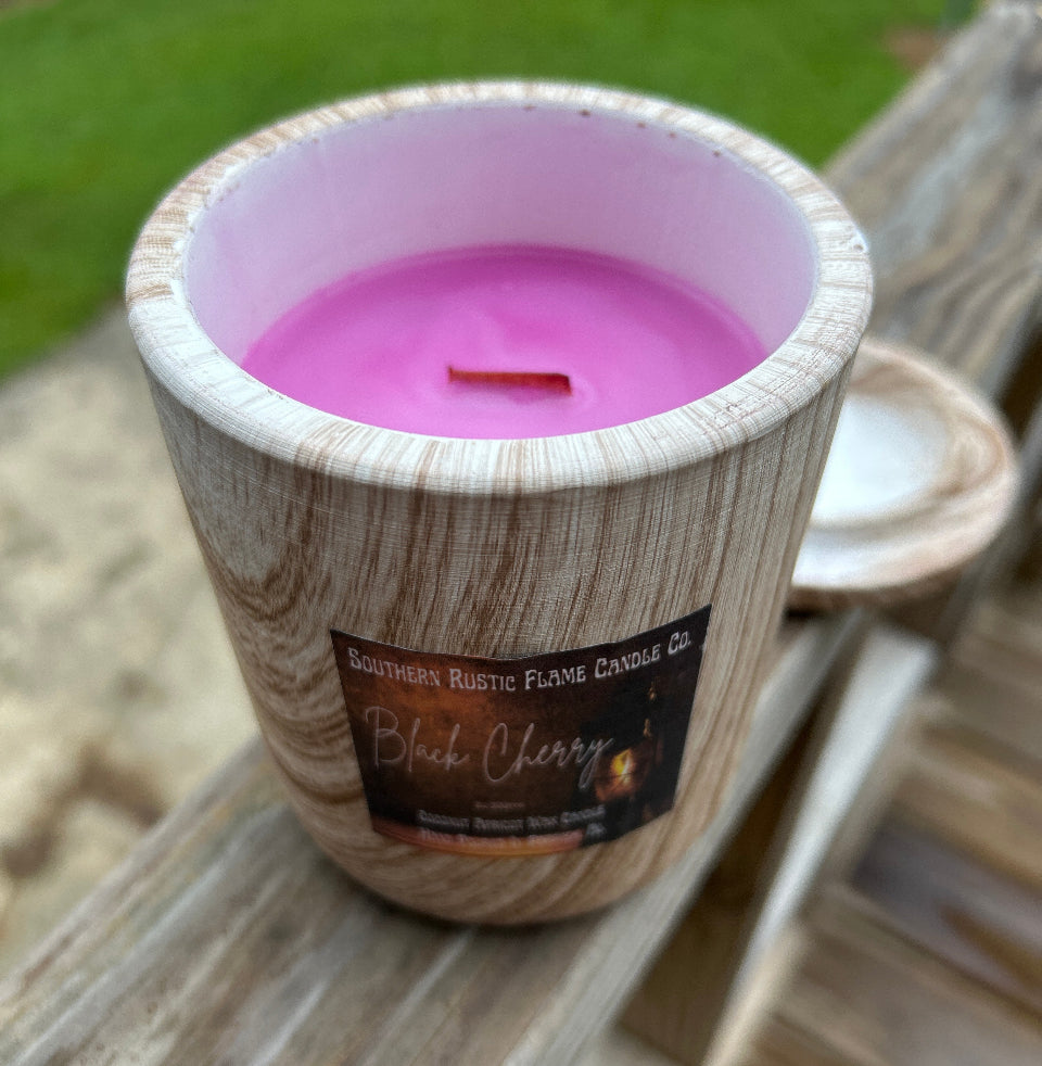 Black Cherry-11oz-Wood Grain Ceramic Candle