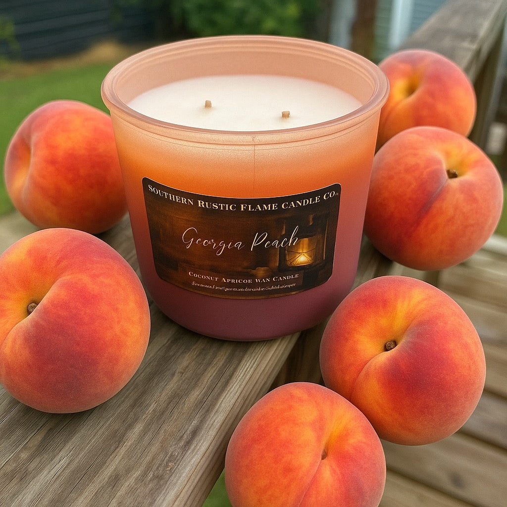 29.6 oz Ombré Glass jar candle in Georgia Peach Fragrance homemade
