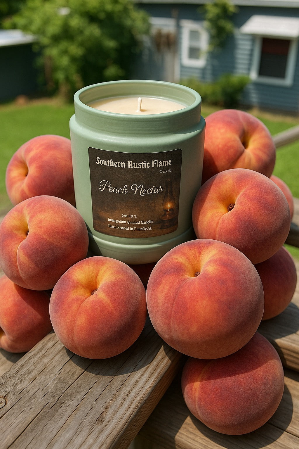 Peach Nectar-9oz-Tin-Hand-Poured Scented Candle-Southern Rustic Flame Candle
