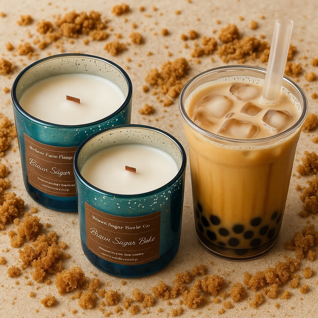 Brown Sugar Boba-10oz-Mercury Blue-Hand-Poured Scented Candle-Southern Rustic Flame Candle