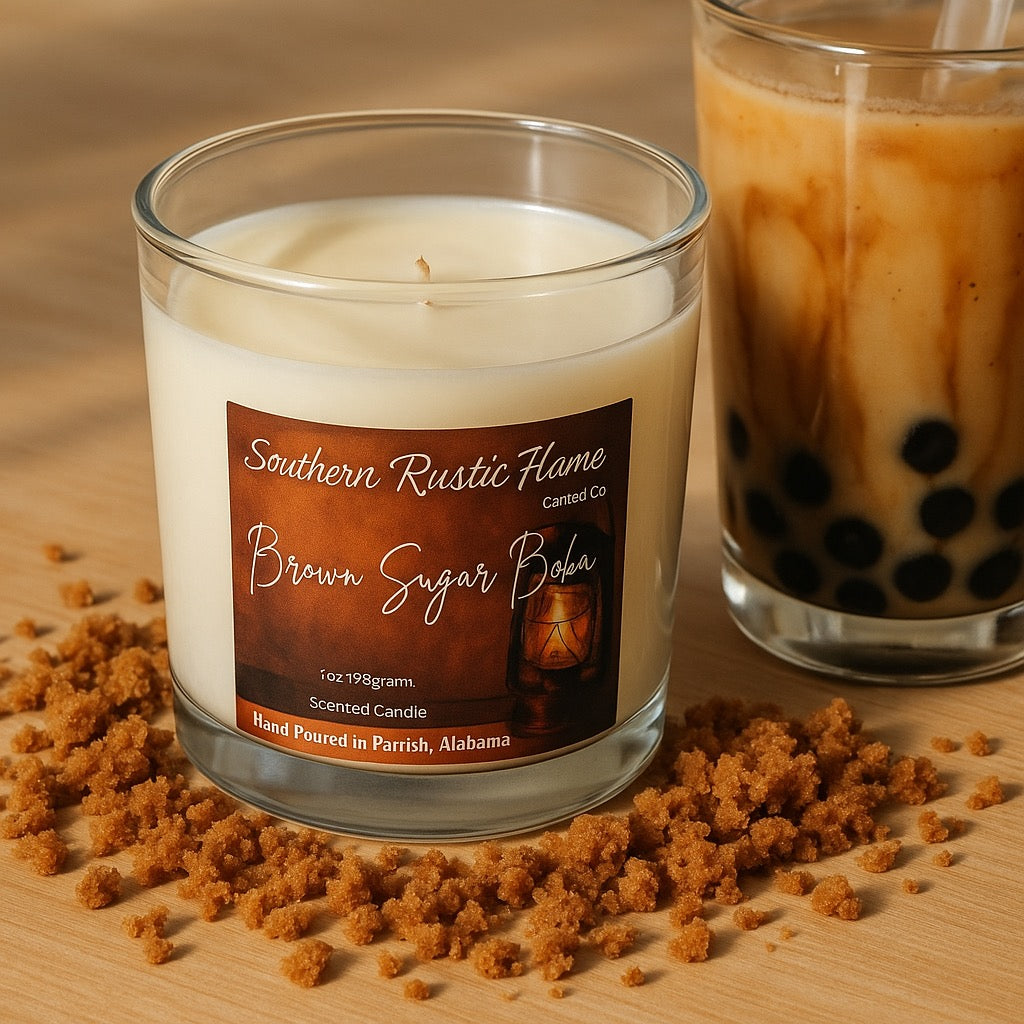 Brown Sugar Boba-7oz-Hand Poured Scented Candle-Southern Rustic Flame Candle
