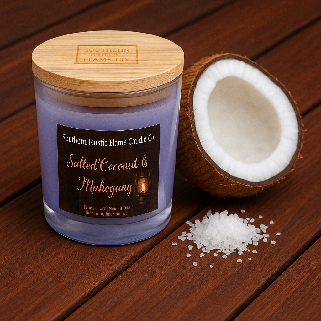 Salted Coconut & Mahogany-10oz-Hand Poured Scented Candle