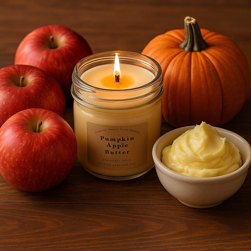 Pumpkin Apple Butter-8oz-Mason Jar-Hand Poured Scented Candle-Southern Rustic Flame Candle