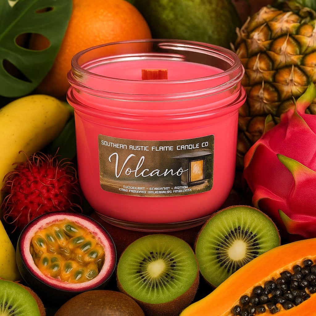 Volcano-8oz-Mason Jar-Hand Poured Scented Candle