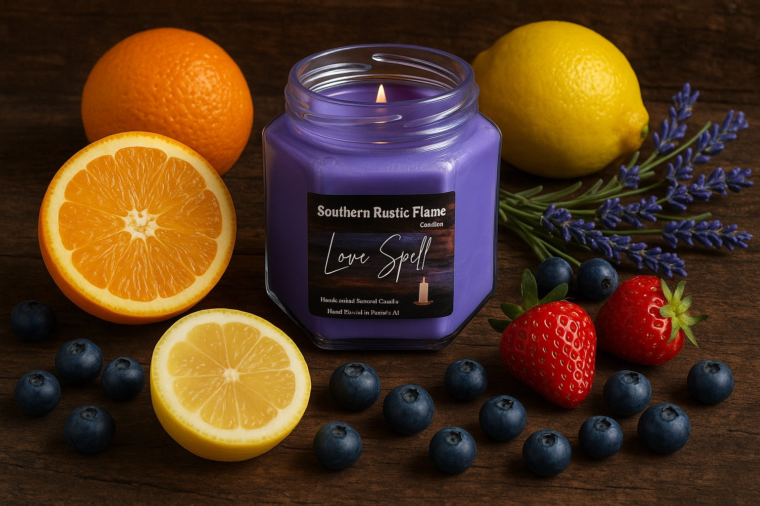 Love Spell (type)-9oz-Hand-Poured Scented Candle-Southern Rustic Flame Candle