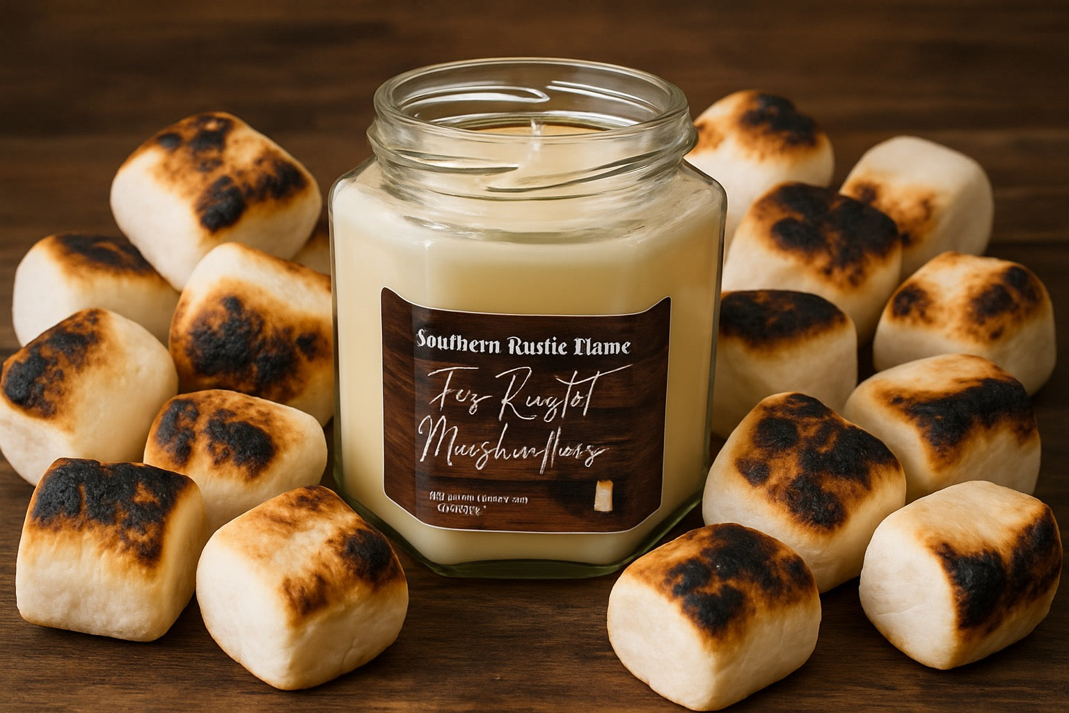 Fire Roasted Marshmallow-9oz-Hand-Crafted- Scented Candle-Southern Rustic Flame Candle