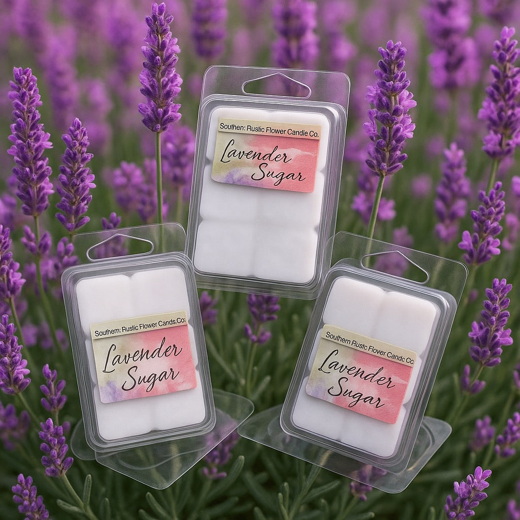 Lavender Sugar=Hand - Poured Scented Wax Melt-Southern Rustic Flame Candle