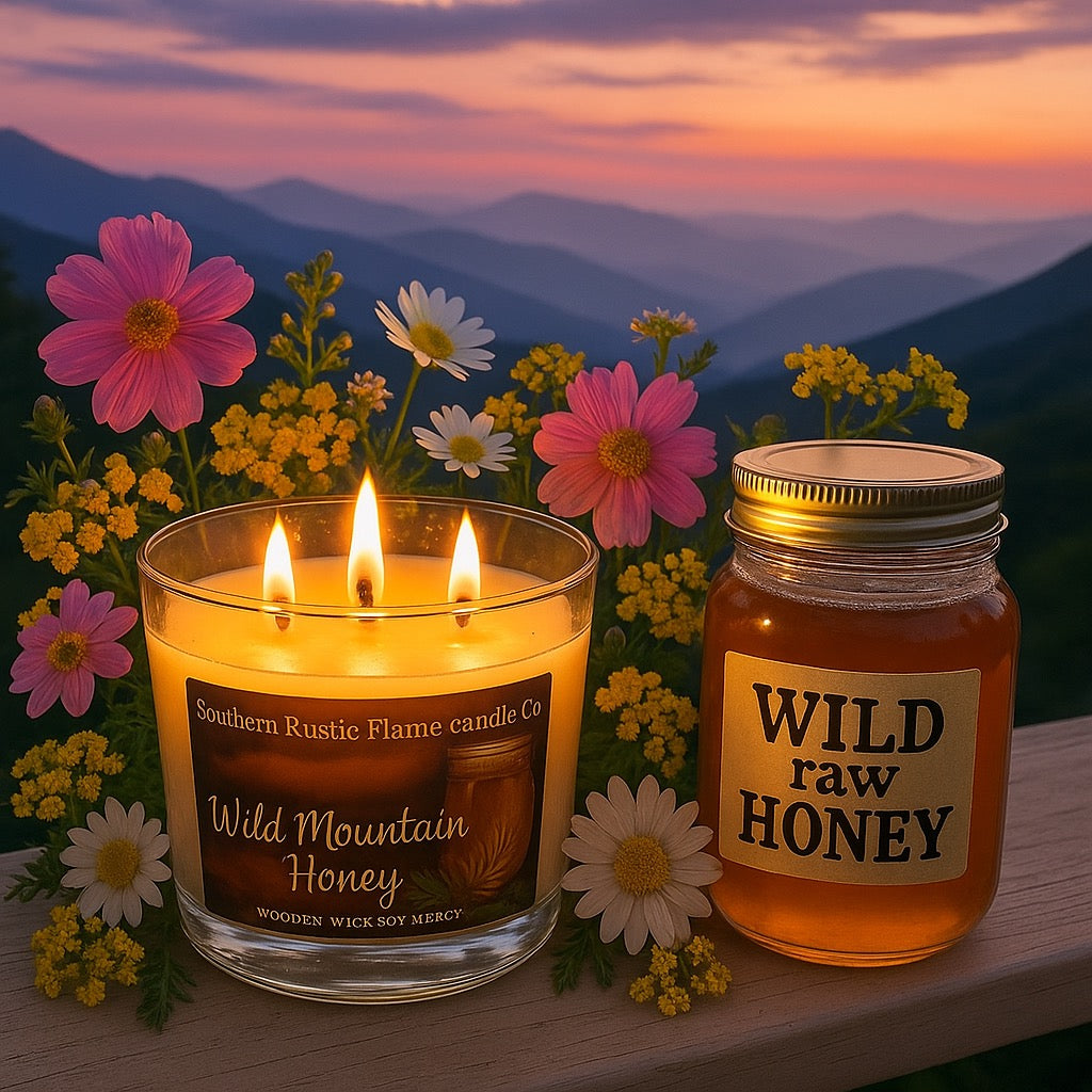 Wild Mountain Honey-16oz-Hand Poured Scented Candle-Southern Rustic Flame Candle