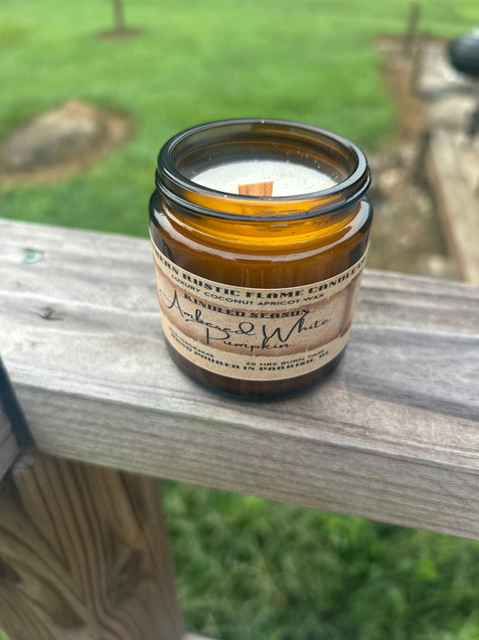 Ambered White Pumpkin-4oz- Amber Jar=Candle