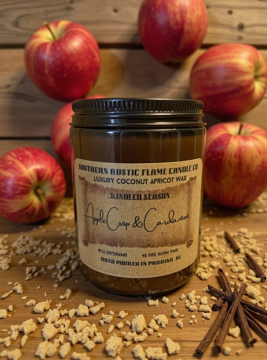 Apple Crisp & Cardamom Candle-8oz-Amber Jar-Candle