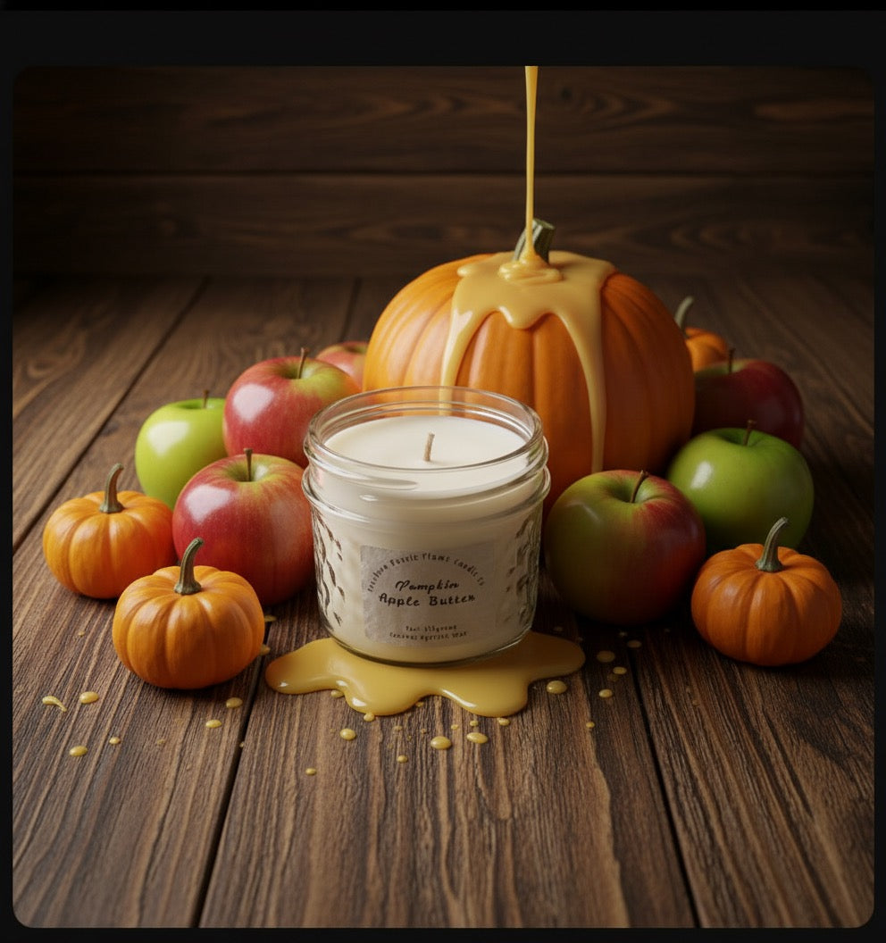 Pumpkin Apple Butter-8oz-Mason Jar-Hand-Poured Scented Candle-Southern Rustic Flame Candle