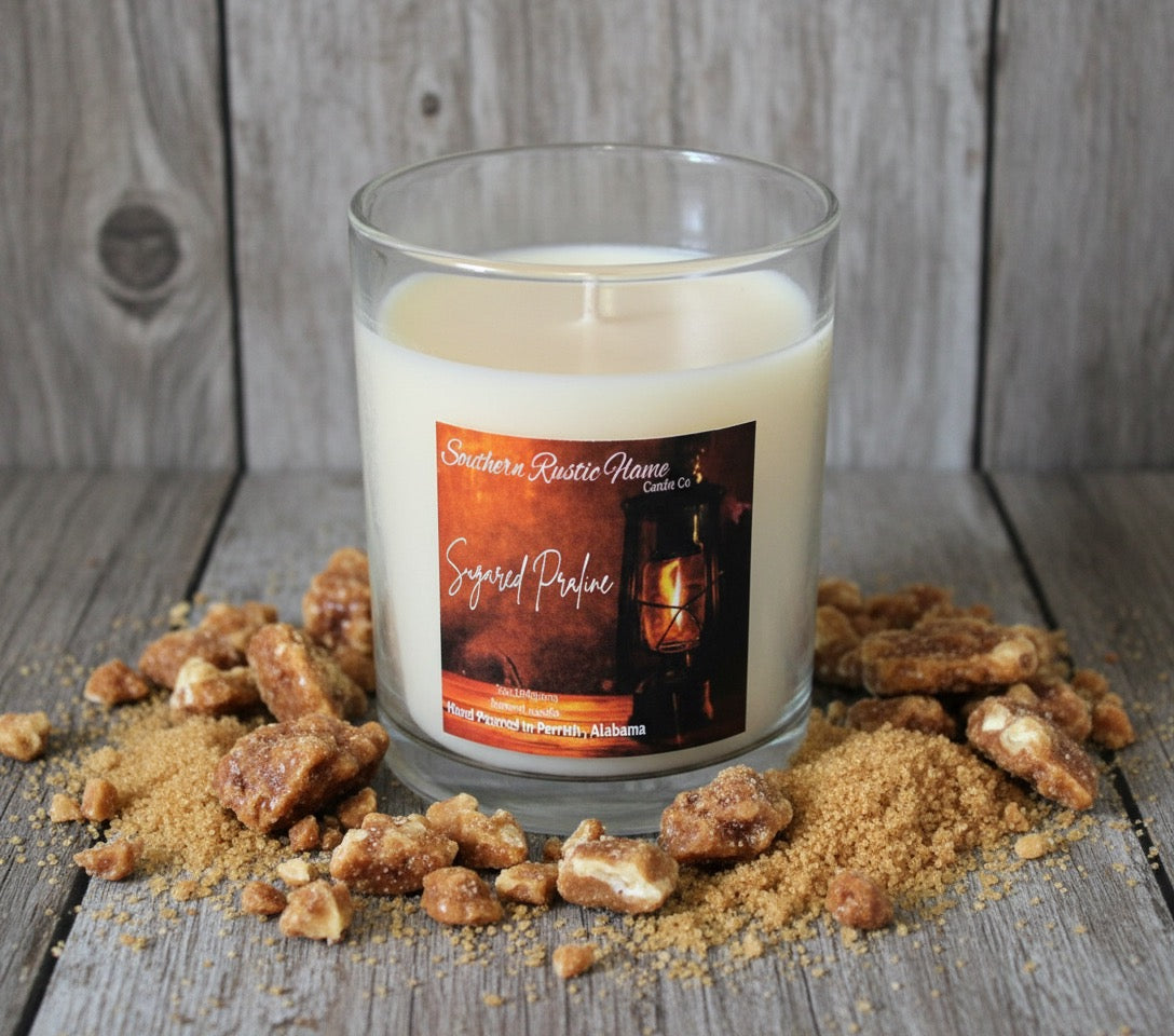 Sugared Praline-7oz-Hand Poured Scented Candle-Southern Rustic Flame Candle