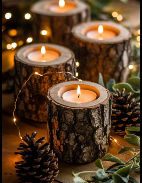 Sun-Kissed Timber Collection | 11 oz Hand-Poured Candles in Wood Grain Ceramic Vessels