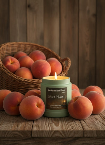 Peach Nectar-9oz-Sage Tin Candle- Wooden Wick- Southern Rustic Candle