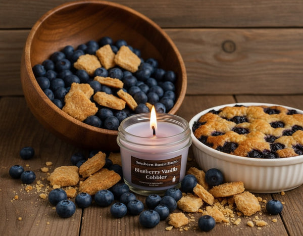 8oz Mason Jar Candle- Blueberry Cobbler- Cotton Wick- Southern Rustic candle