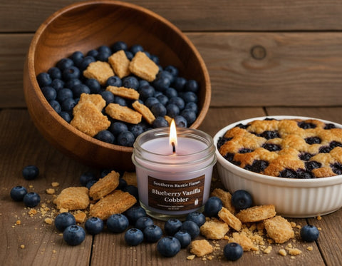 8oz Mason Jar Candle- Blueberry Cobbler- Cotton Wick- Southern Rustic candle