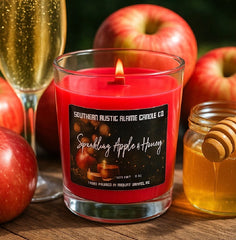 Champagne Apple & Honey – 10oz Straight Sided Glass Candle – Wooden Wick