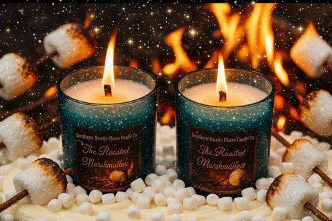 Fire Roasted Marshmallow – 10oz Lake Blue Mercury Candle – Wooden Wick