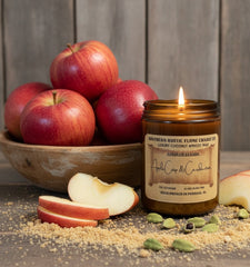 Apple Crisp & Cardamom Candle-8oz-Amber Jar Candle-Cotton Wick-Southern Rustic Candle