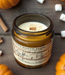 Vanilla Pumpkin Marshmallow-4oz-Amber Jar Candle-Wooden Wick-Southern Rustic Candle