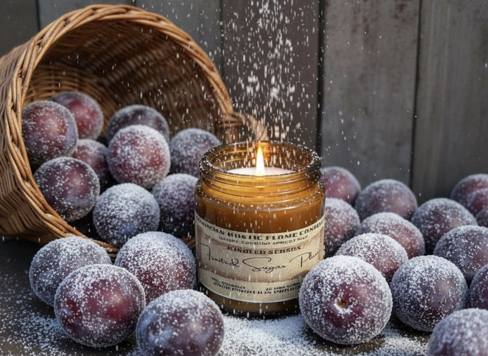 Frosted Sugar Plum – 4oz Amber Jar Candle – Wooden Wick