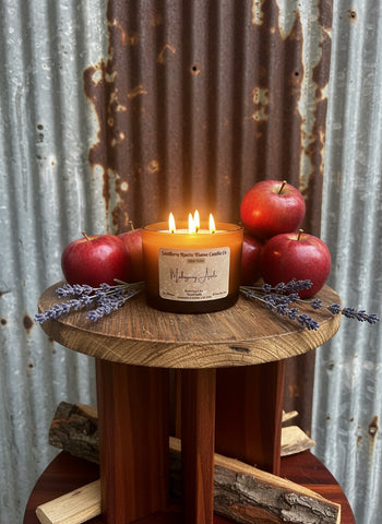 16oz- Mahogany Apple-Hand-Crafted Scented Candle-Frosted Amber Glass-3 Cotton Wick