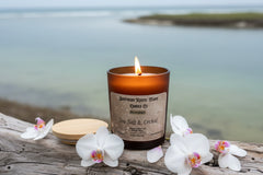 Sea Salt & Orchid-7oz Hand Poured Scented Candle-Wooden Wick-Southern Rustic Candle