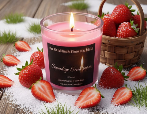 7oz - Straight Sided Glass Candle- Snowdrop Strawberries- Cotton Wick- Southern Rustic Candle