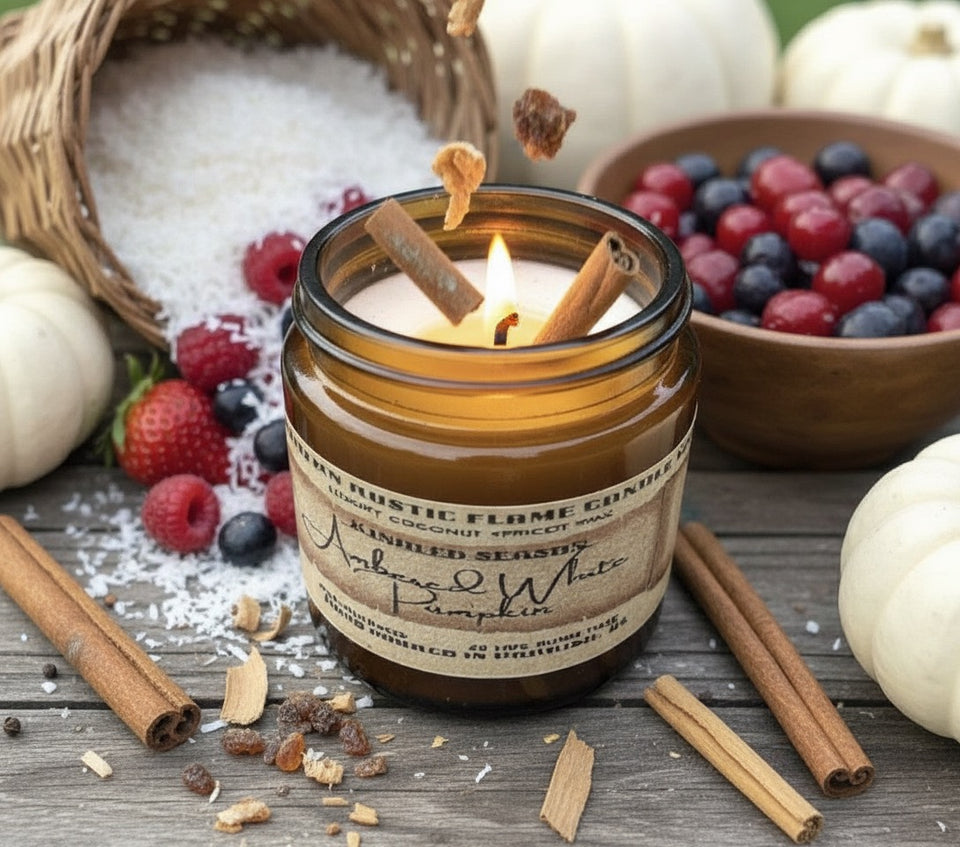 Ambered White Pumpkin – 4oz Amber Jar Candle – Wooden Wick