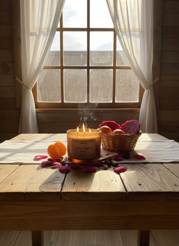 16oz- Southern Daybreak-(vivid awakening)- Handcrafted Scented Candle- Frosted Amber Glass/3 Cotton Wick