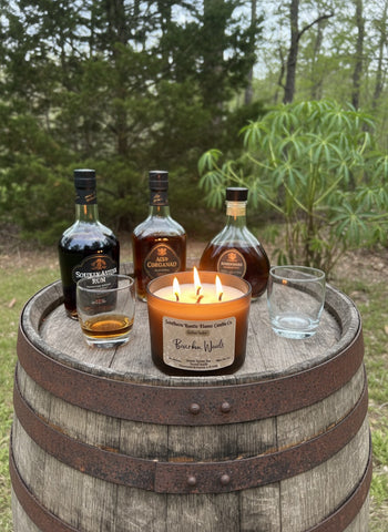 16oz- Bourbon Wood- Hand-Crafted Scented Candle- Frosted Amber Glass/3 Cotton Wick