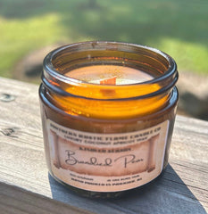 Brandied Pear-2oz-Amber Jar Candle-Wood Wick- Southern Rustic Candle- Kindled season