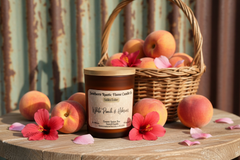 White Peach & Hibiscus-7oz-Hand Crafted Scented Candle-Wooden Wick-Southern Rustic Candle