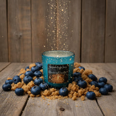 10oz- Lake Blue Mercury Candle- Blueberry Crumble- Wooden Wick-Southern Rustic Candle