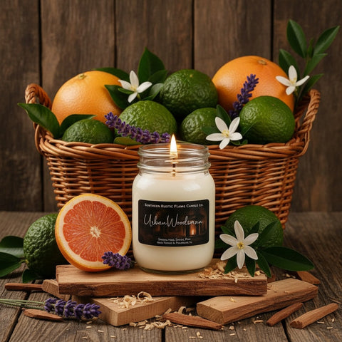 Urban Woodsman-Bleu De Channel Fragrance -3oz-Mason Jar Candle-Cotton Wick- Southern Rustic Candle