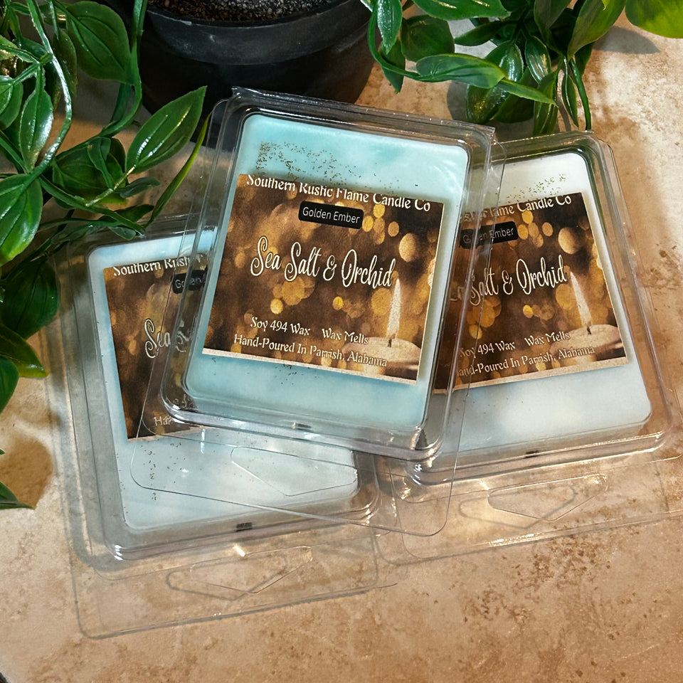 Sea Salt & Orchid – Hand-Poured Wax Melt – Southern Rustic Candle Co