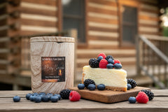 Wild Berry Cheesecake – 11oz Wood Grain Ceramic Candle – Double Cotton Wick