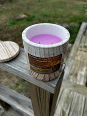 Raspberry Jam-11oz-Wood Grain Ceramic Candle- Double Cotton Wick- Southern Rustic Candle