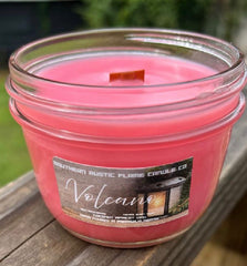 Volcano Scented 8oz-Mason Jar Candle-Wooden Wick-Southern Rustic Candle