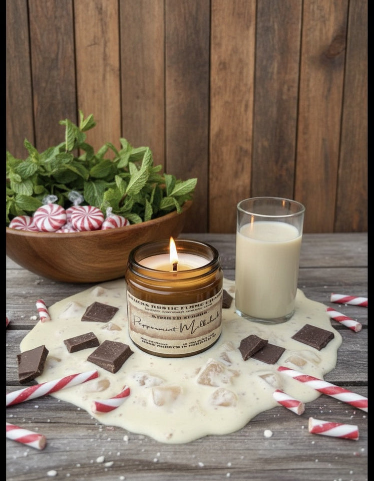Peppermint Milkshake – 4oz Amber Jar Candle – Wooden Wick