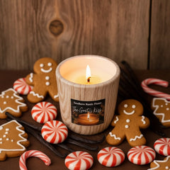The Gretel's Kiss – 11oz Wood Grain Ceramic Candle – Wooden Wick