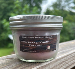 8oz Mason Jar Candle- Blueberry Cobbler- Cotton Wick- Southern Rustic candle