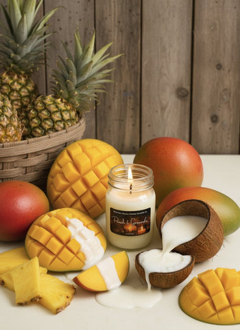 Porch-Side Smoothie-Mango & Coconut Milk Fragrance -3oz Mason Jar Candle-Cotton Wick- Southern Rustic Candle