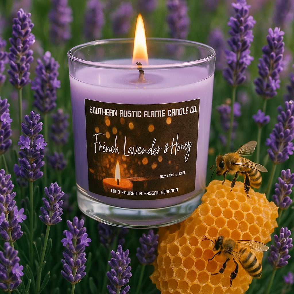 French Lavender & Honey-10oz Hand Poured Scented Candle