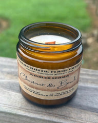 Chestnut & Birch-4oz -Amber Jar Candle-Wooden Wick-Southern Rustic Candle