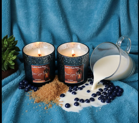 10oz-Lake Blue Mercury Candle- Brown Sugar Boba-Wooden Wick-Southern Rustic candle