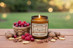 Cranberry Harvest-8oz -Amber Jar Scented Candle-Cotton Wick- Southern Rustic Candle
