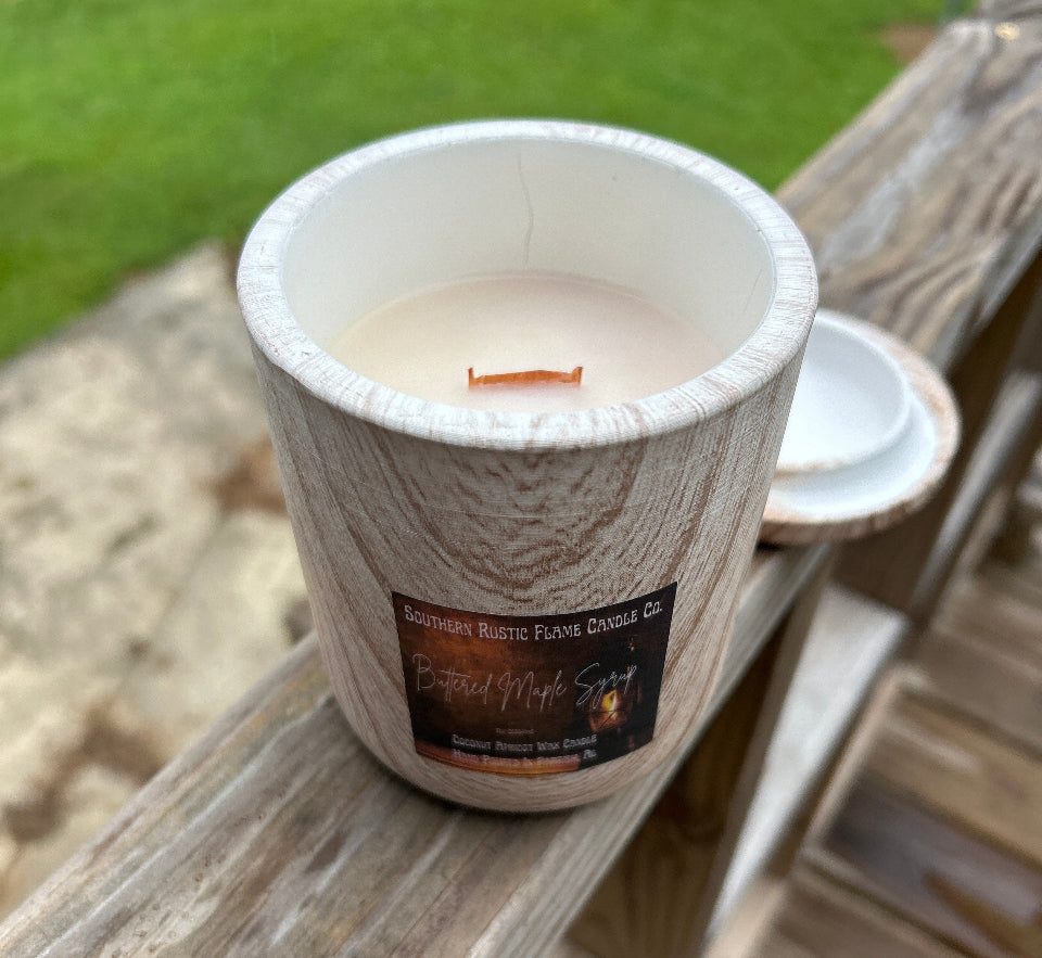 Buttered Maple Syrup-11oz-Wood Grain Ceramic Candle